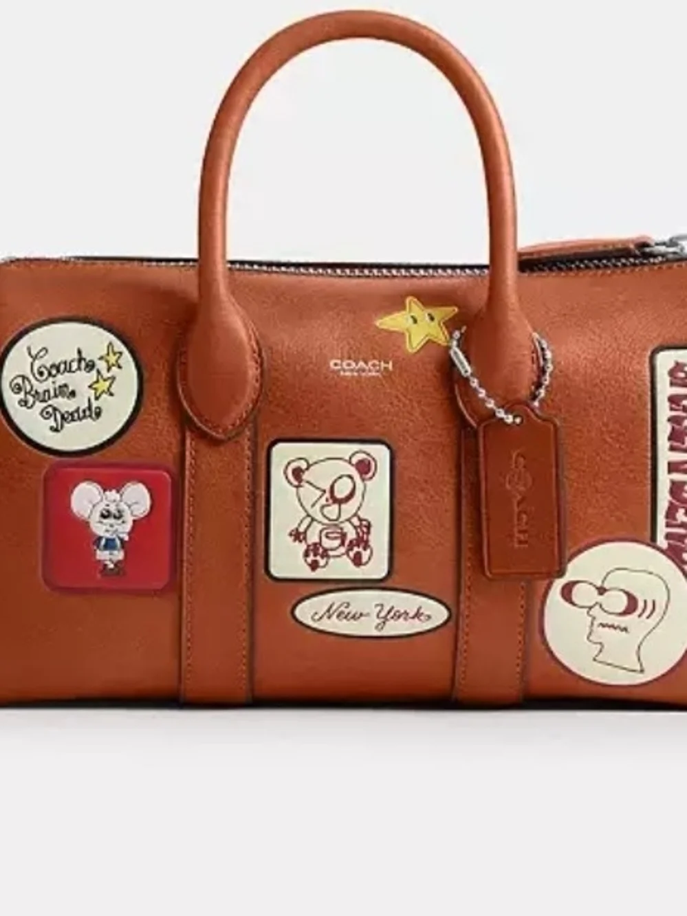Coach x Brain Dead Brown Leather Satchel Bag with Patches NWT